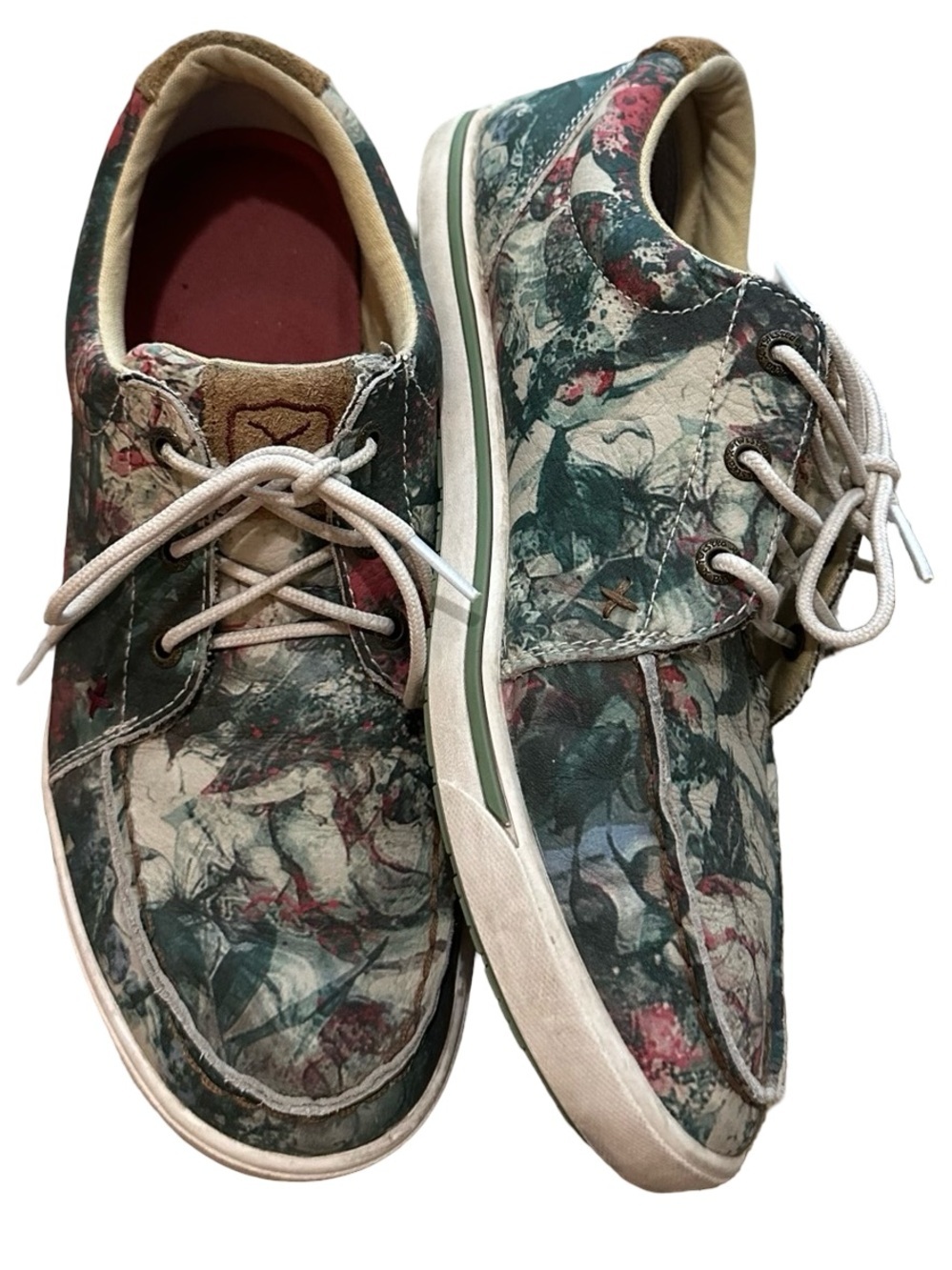 Twisted X Women's 9.5M Floral Leather Camo Moc Toe Casual Shoes